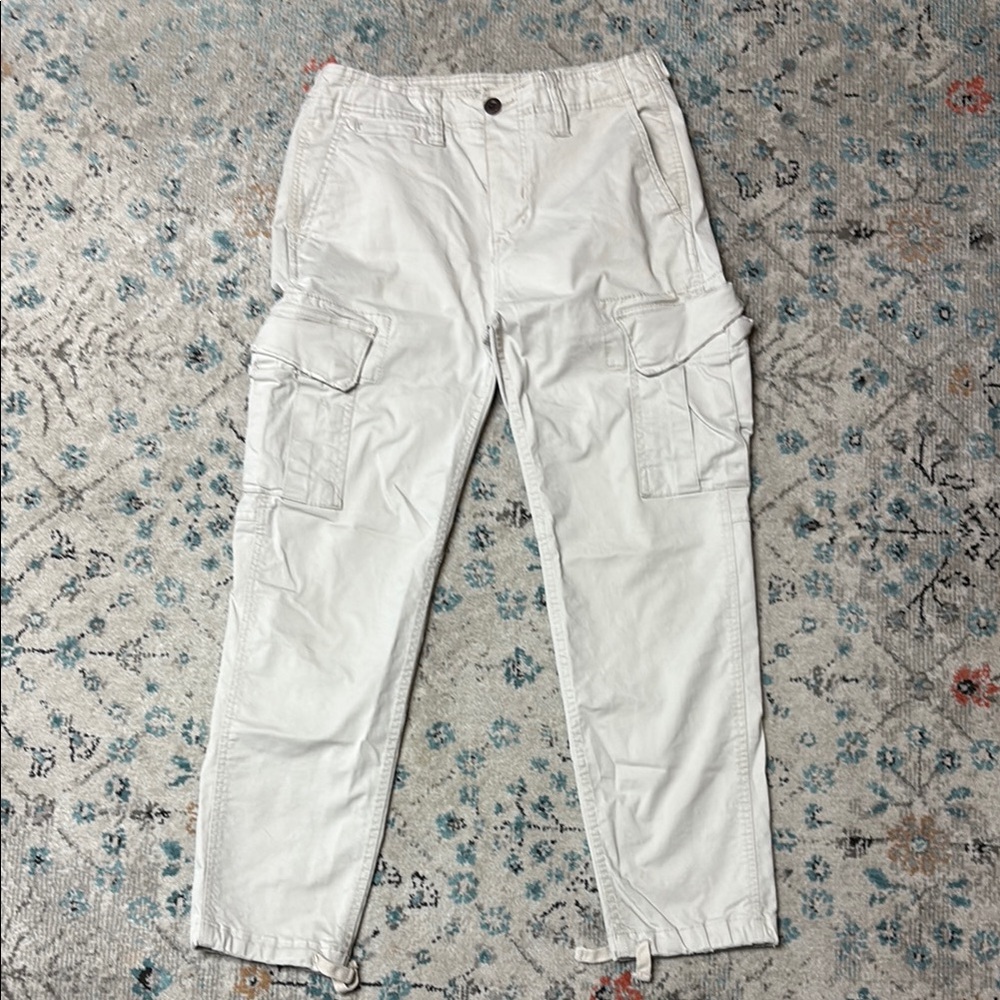 American Eagle Outfitters White Cargo Pants Straight Leg